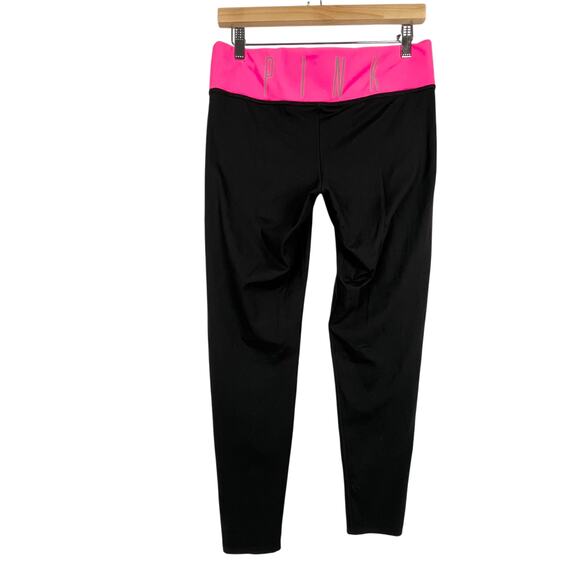 VTG Y2K Victoria's Secret PINK LOGO Women's M Fold Over High Waist Full Leggings - Picture 3 of 8